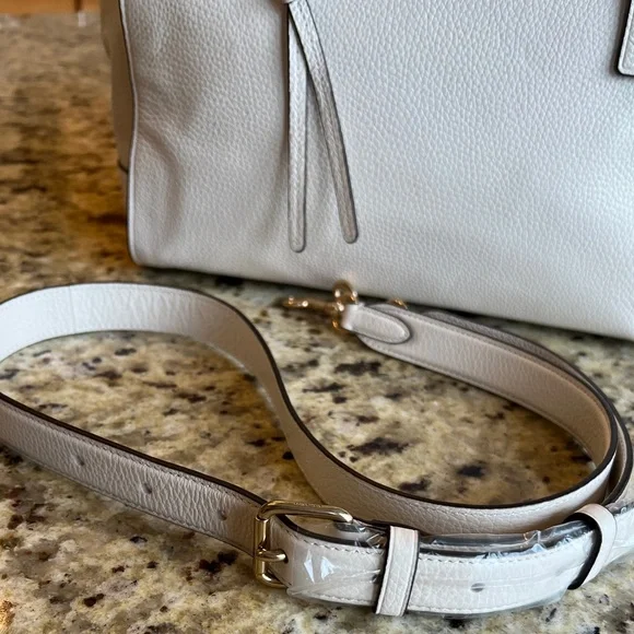 Coach Kleo Carryall Shoulder Bag Chalk White Smooth Pebble Leather Free Shipping - Picture 4 of 16